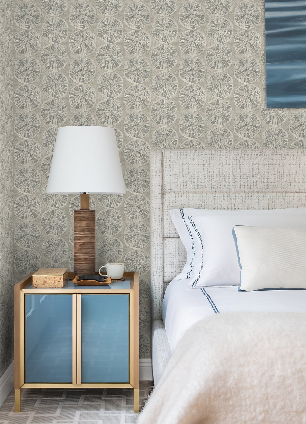 Sea Biscuit Grey Sand Dollar Wallpaper with Coastal Geometric Motif - Chesapeake 4071-71024