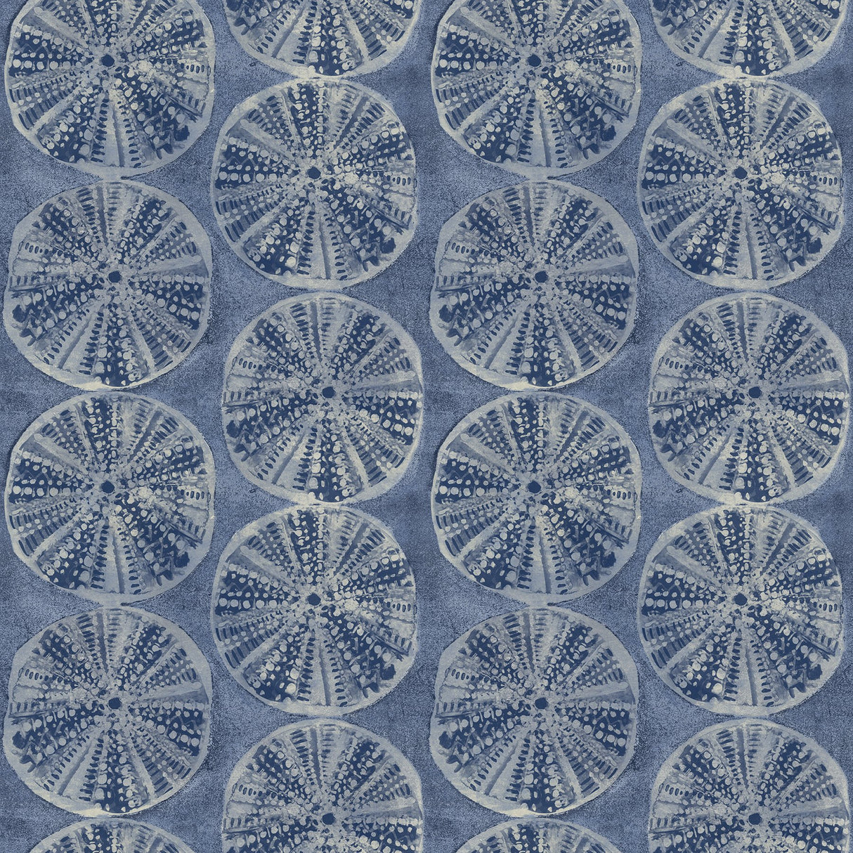 Sea Biscuit Blue Sand Dollar Wallpaper with Coastal Geometric Sand Dollar Motif - Chesapeake 4071-71025