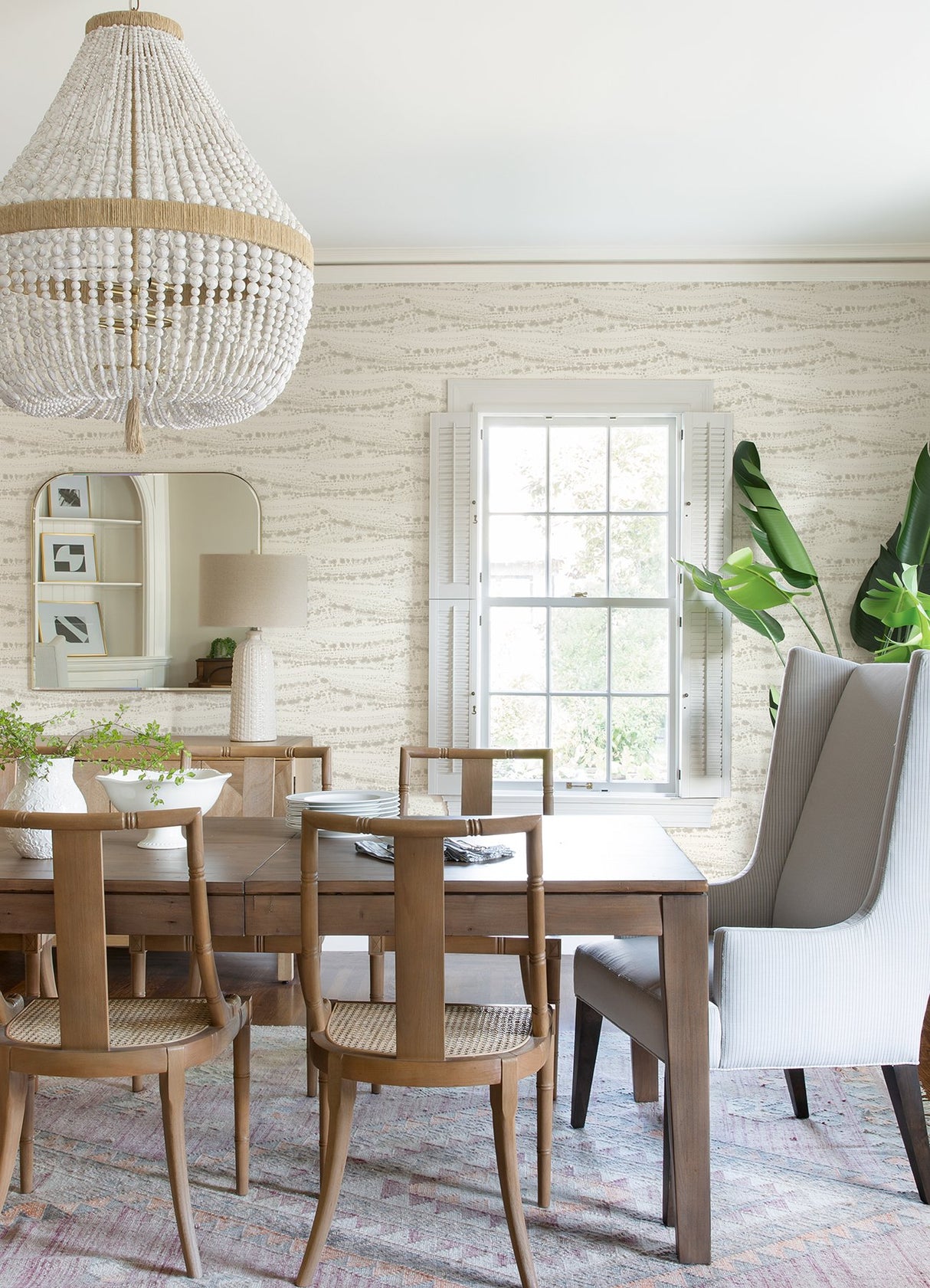 Rannell Beige Abstract Scallop Wallpaper with Coastal Abstract Motif - Brewster 4071-71048