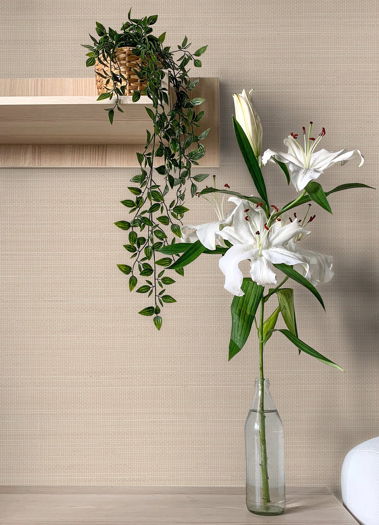 Spinnaker Neutral Netting Wallpaper with Fabric & Woven Textures Pattern, Transitional Style - Chesapeake 4071-71052