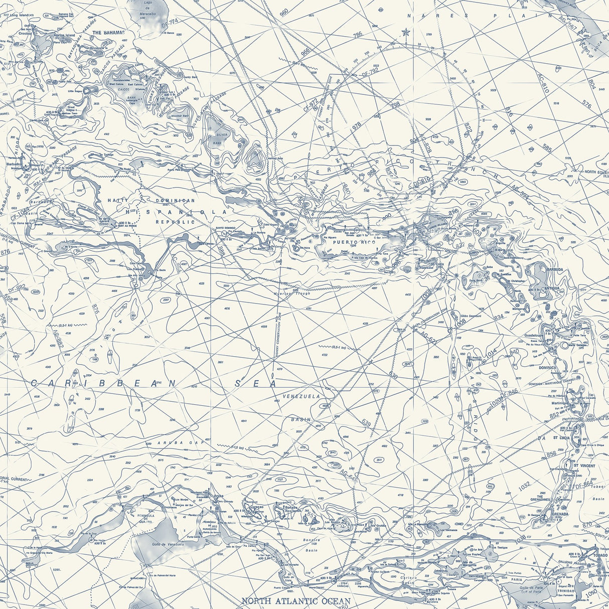 Charts Navy Nautical Chart Wallpaper with Coastal Maps Pattern - Chesapeake 4071-71056