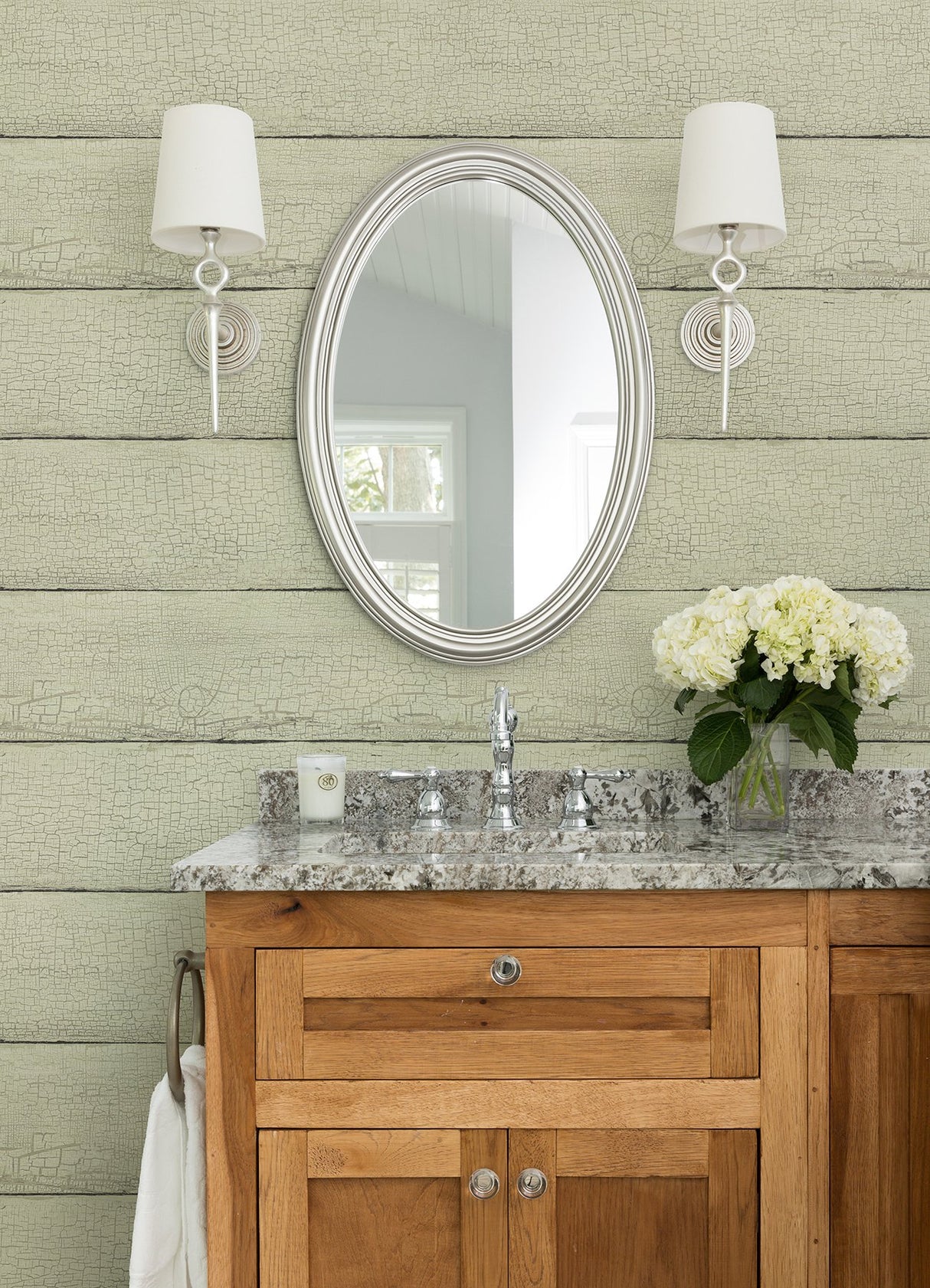 Morgan Mint Distressed Wood Wallpaper with Country Wood Plank Pattern - Chesapeake 4072-70014
