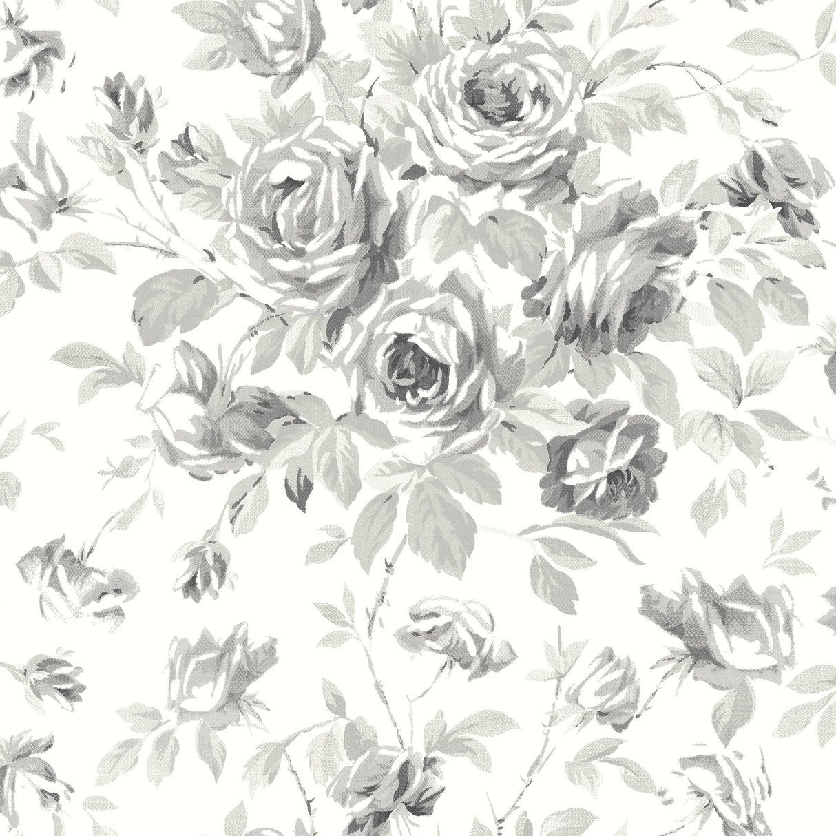 Manon Charcoal Rose Stitch Wallpaper with Botanical Floral Pattern - Chesapeake 4072-70026