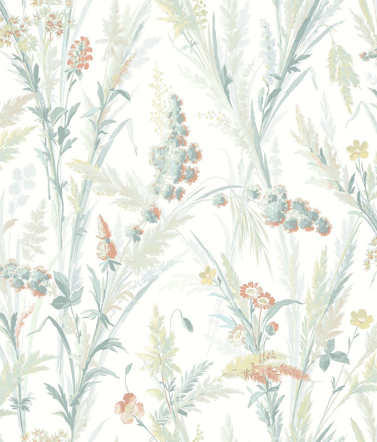 Hillaire Teal Meadow Wallpaper with Botanical Country Pattern - Chesapeake 4072-70031