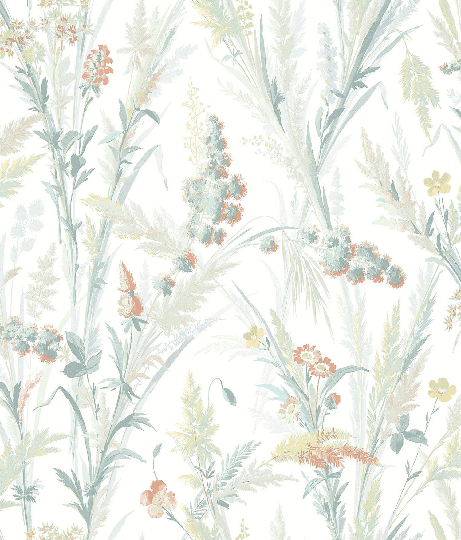 Hillaire Teal Meadow Wallpaper with Botanical Country Pattern - Chesapeake 4072-70031