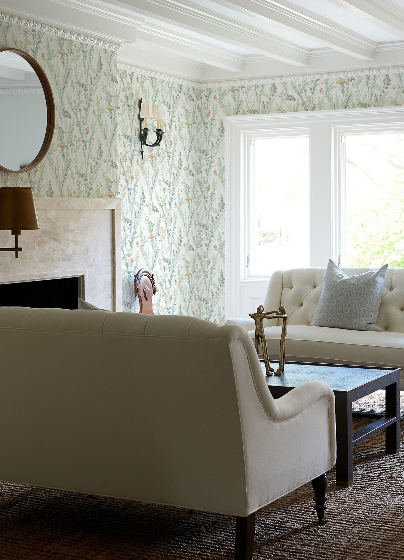 Hillaire Teal Meadow Wallpaper with Botanical Country Pattern - Chesapeake 4072-70031