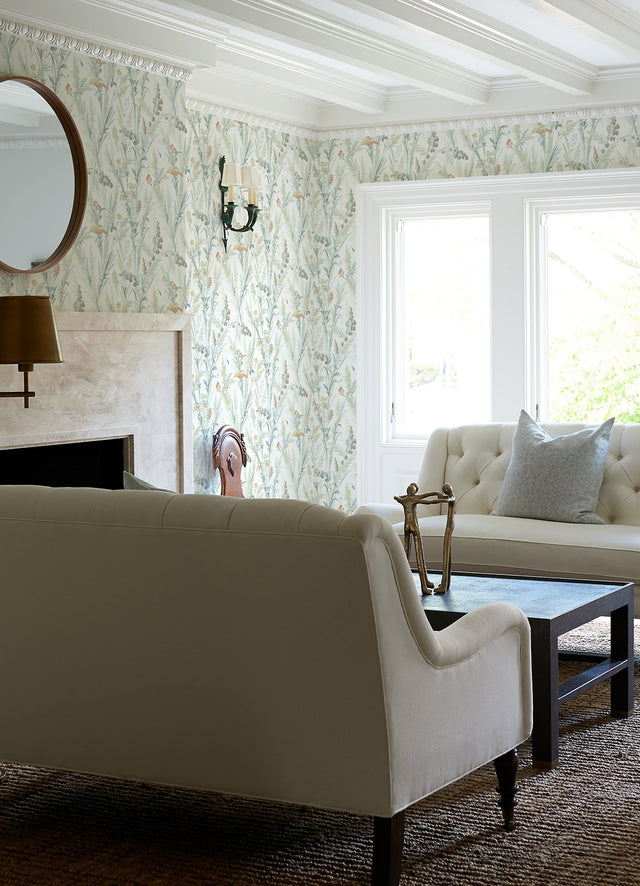 Hillaire Teal Meadow Wallpaper with Botanical Country Pattern - Chesapeake 4072-70031