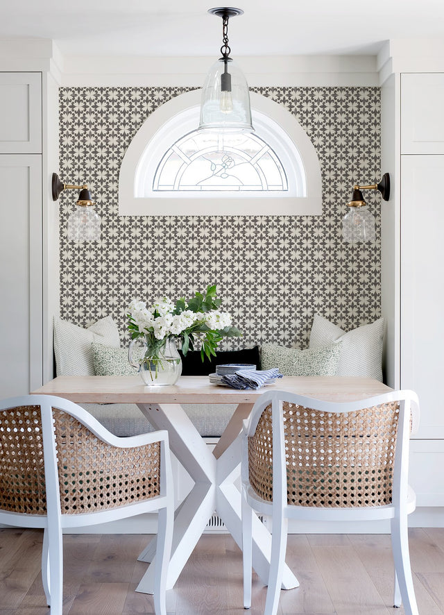 Remy Black Fleur Tile Wallpaper with Graphic Fleur de Lis Motif - Chesapeake 4072-70032