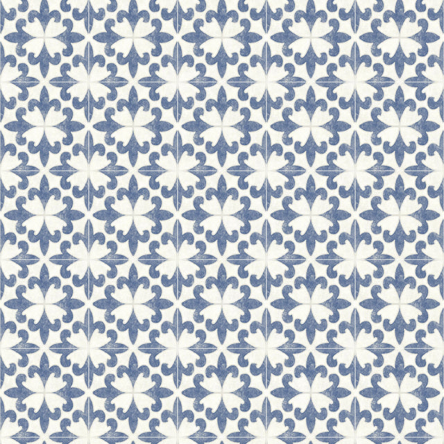 Remy Blue Fleur Tile Wallpaper with Classic Fleur de Lis Graphic Pattern - Chesapeake 4072-70033