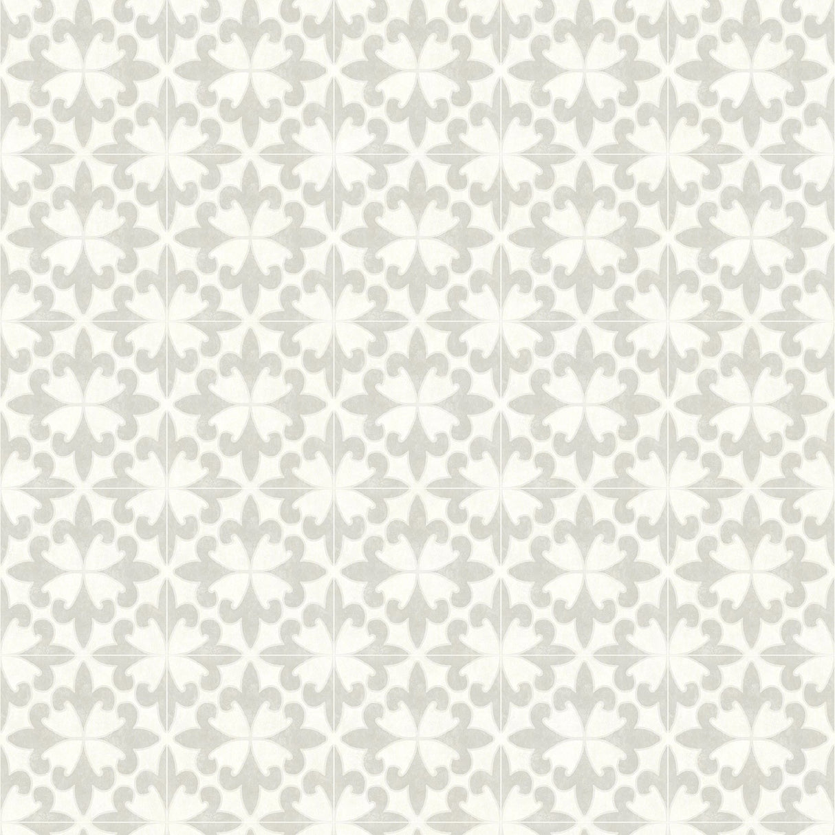 Remy Light Grey Fleur Tile Wallpaper with Sure Strip Graphics Pattern - Chesapeake 4072-70034