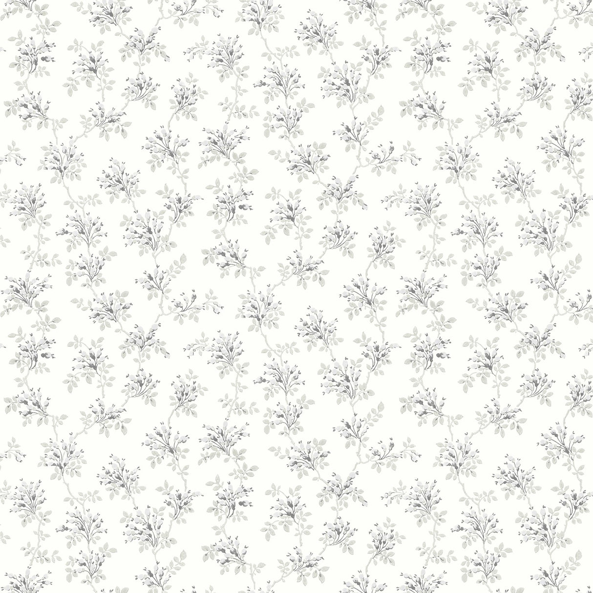 Sofiane Grey Botanical Trail Wallpaper with Country Botanical Pattern, Prepasted Sure Strip - Chesapeake 4072-70040