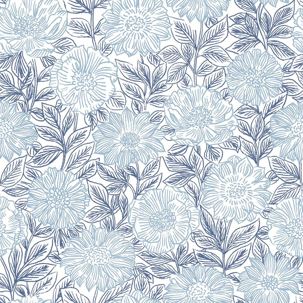 Faustin Navy Floral Wallpaper with Botanical Country Motif - Chesapeake 4072-70047