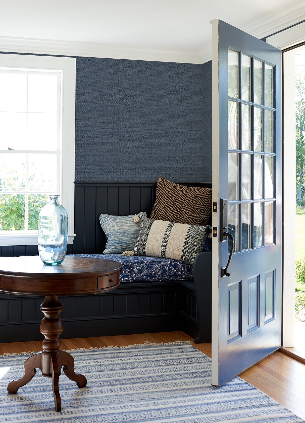Balantine Navy Weave Wallpaper with Faux Fabric Texture - Chesapeake 4072-70055