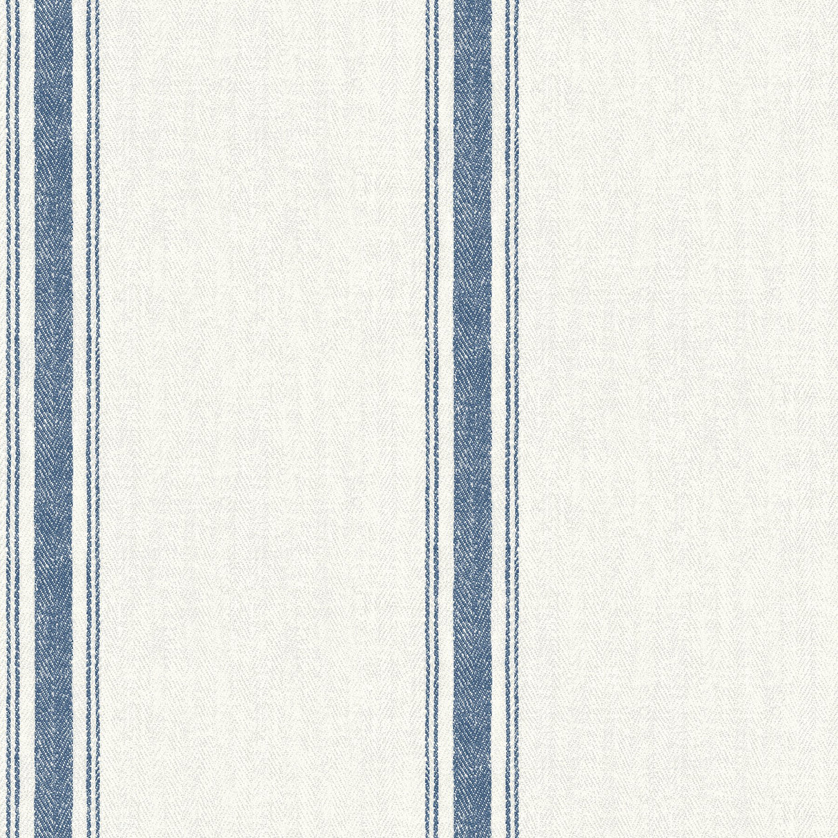 Linette Navy Fabric Stripe Wallpaper with Country Fabric & Woven Textures Pattern - 4072-70067
