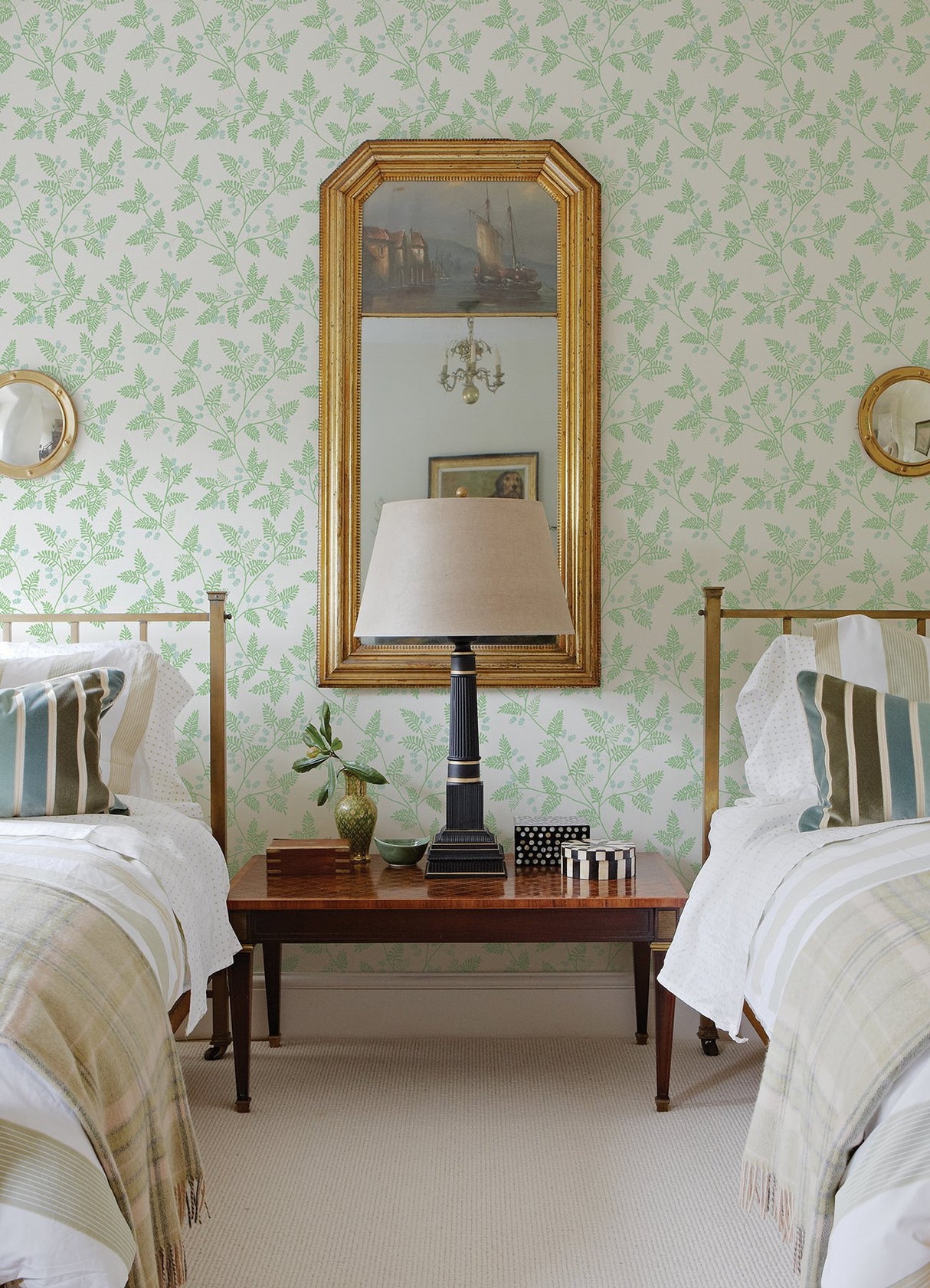 Ardell Light Green Botanical Wallpaper with Cream Faux Linen - A-Street Prints 4074-26600