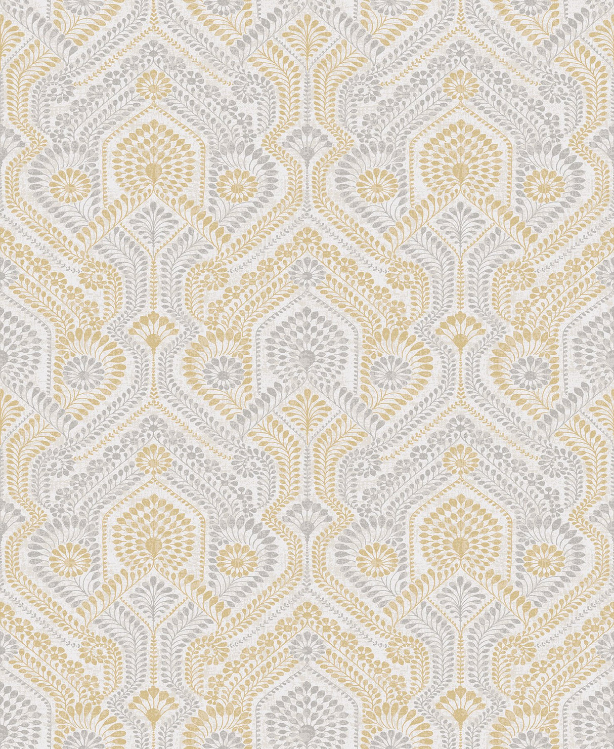 Fernback Yellow Ornate Botanical Wallpaper with Farmhouse Botanical Pattern - A-Street Prints 4074-26615