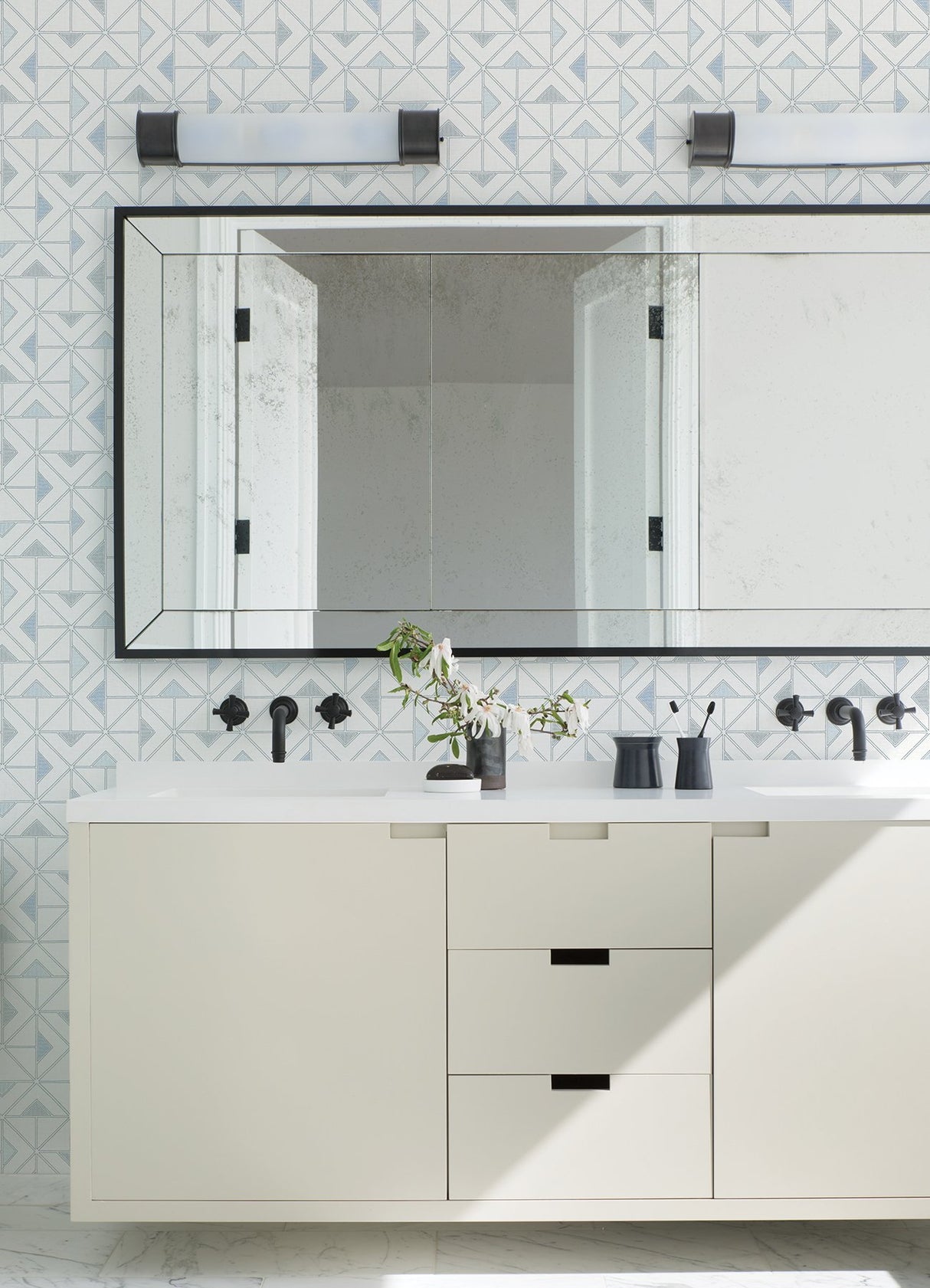 Jekyl Blue Triangles Wallpaper with Retro Geometric Pattern - A-Street Prints 4074-26635