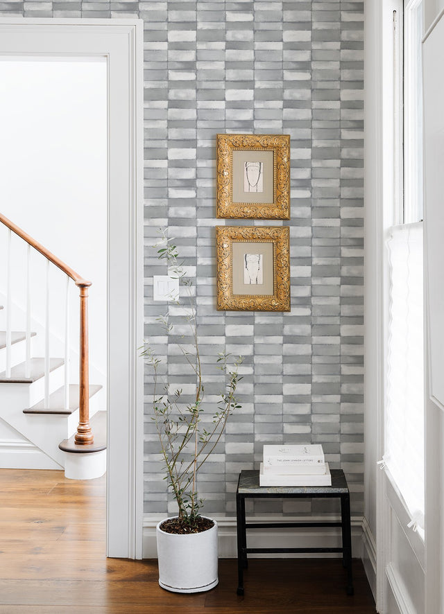 Braden Grey Tile Wallpaper with Modern Graphic Tiles - A-Street Prints 4074-26644