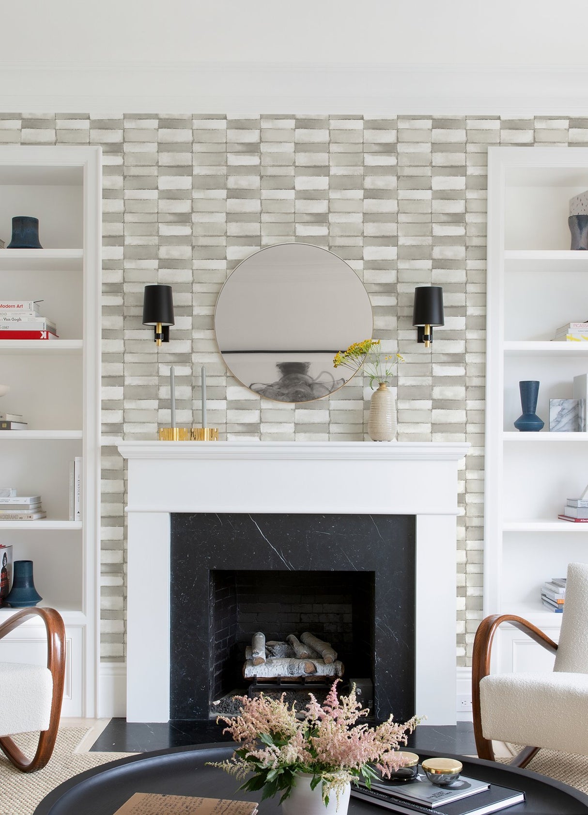 Braden Silver Tile Wallpaper with Metallic Modern Graphic Tile Pattern - A-Street Prints 4074-26645