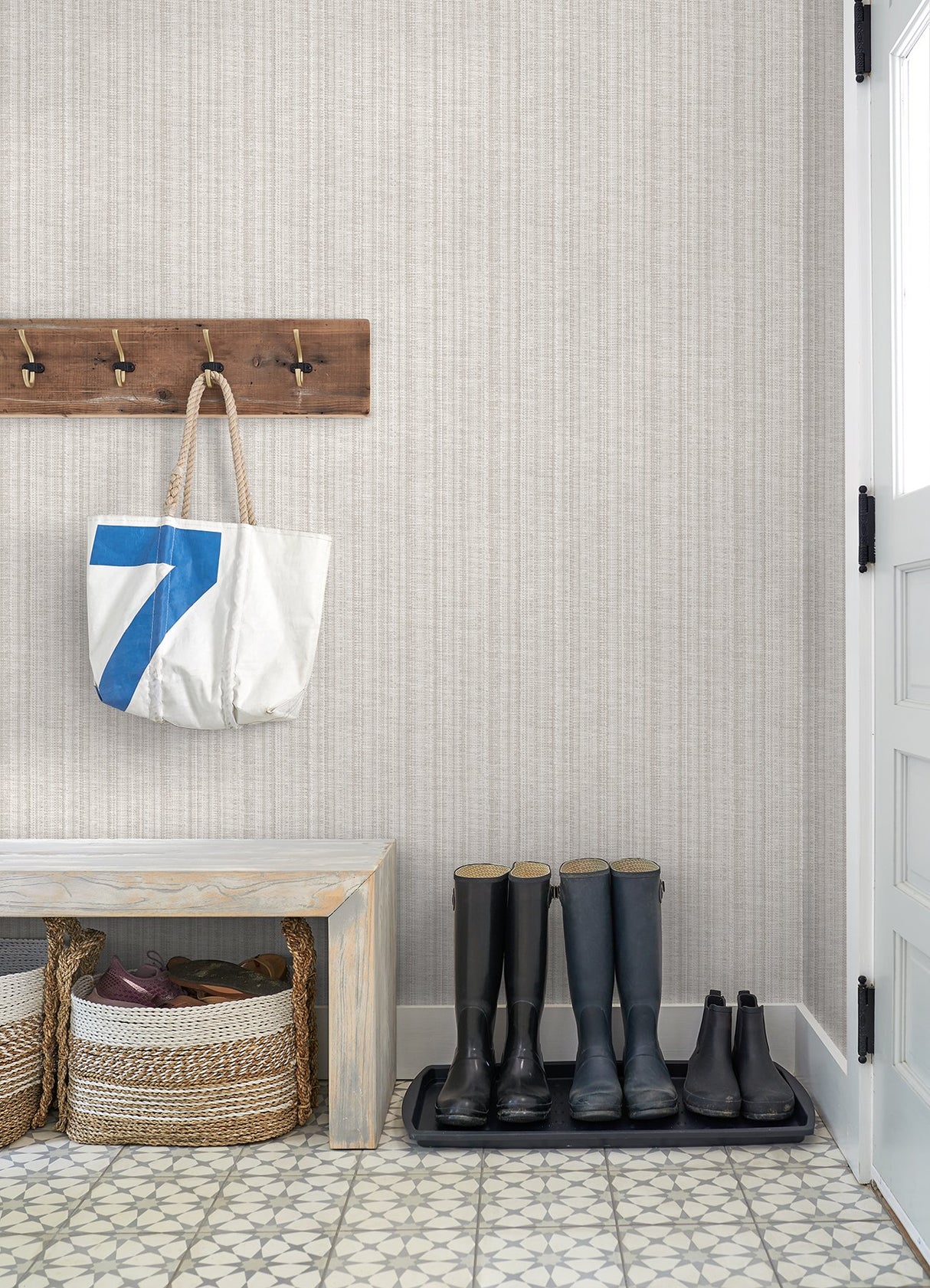 Simon Neutral Woven Texture Wallpaper with Fabric & Woven Textures Pattern - Brewster 4074-26659