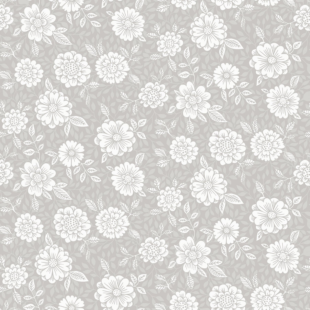 Lizette Grey Charming Floral Wallpaper with Botanical Flowers Pattern, Country Style - A-Street Prints 4080-15909