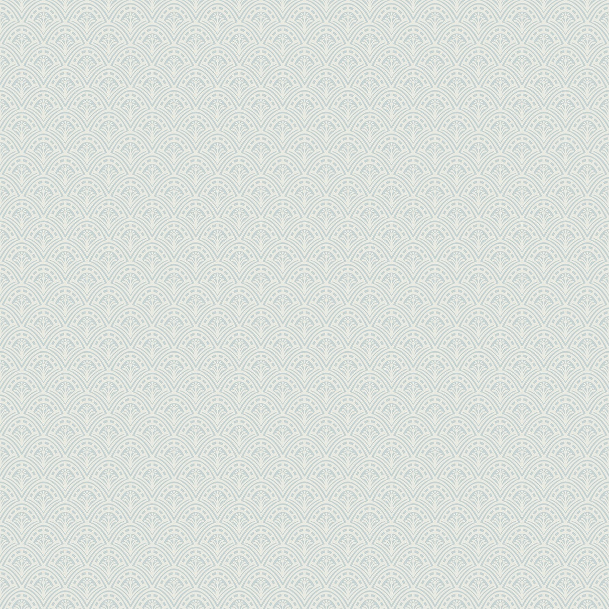Athena Light Blue Scalloped Botanical Wallpaper with Geometric Botanical Motif - Brewster 4080-15918