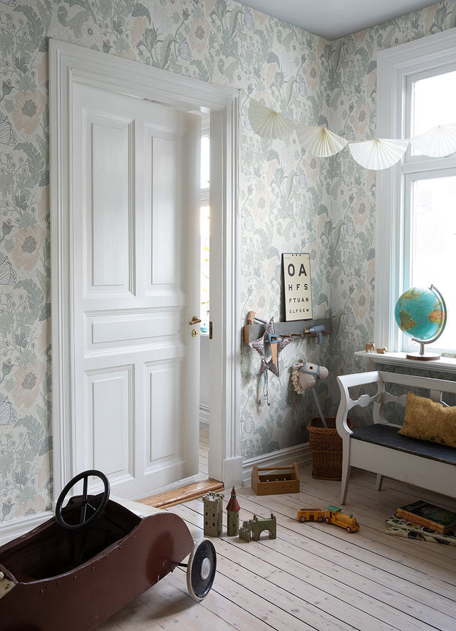 Anemone Light Grey Botanical Floral Wallpaper - A?Street Prints 4080-33000