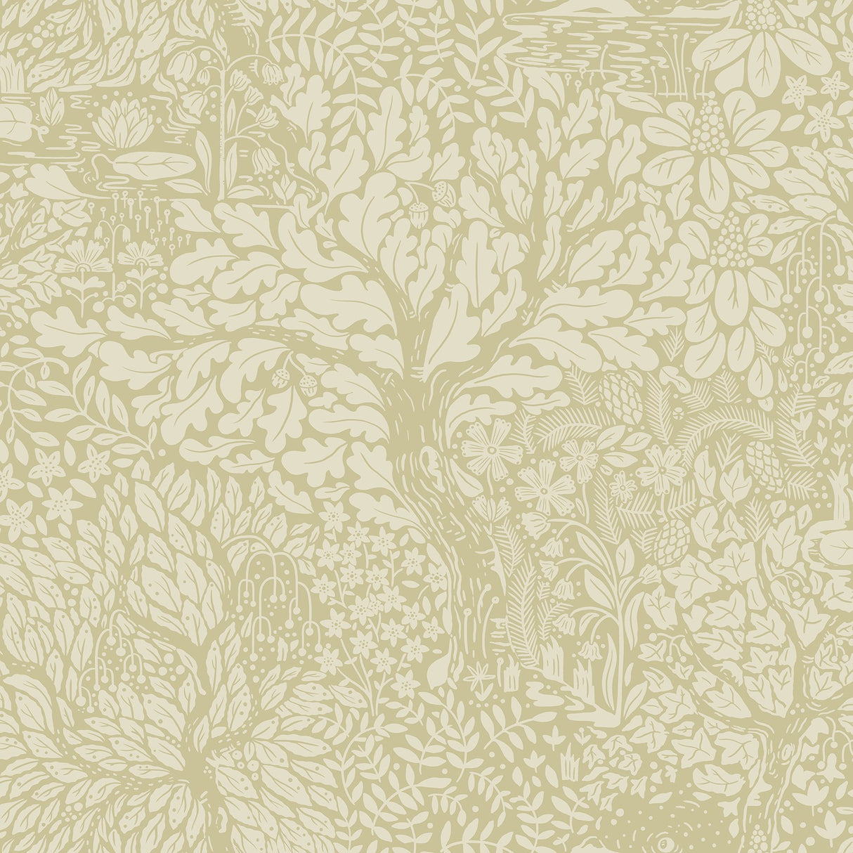 Olle Sage Forest Sanctuary Wallpaper with Botanical Scandinavian Motif - A?Street Prints 4080-83108
