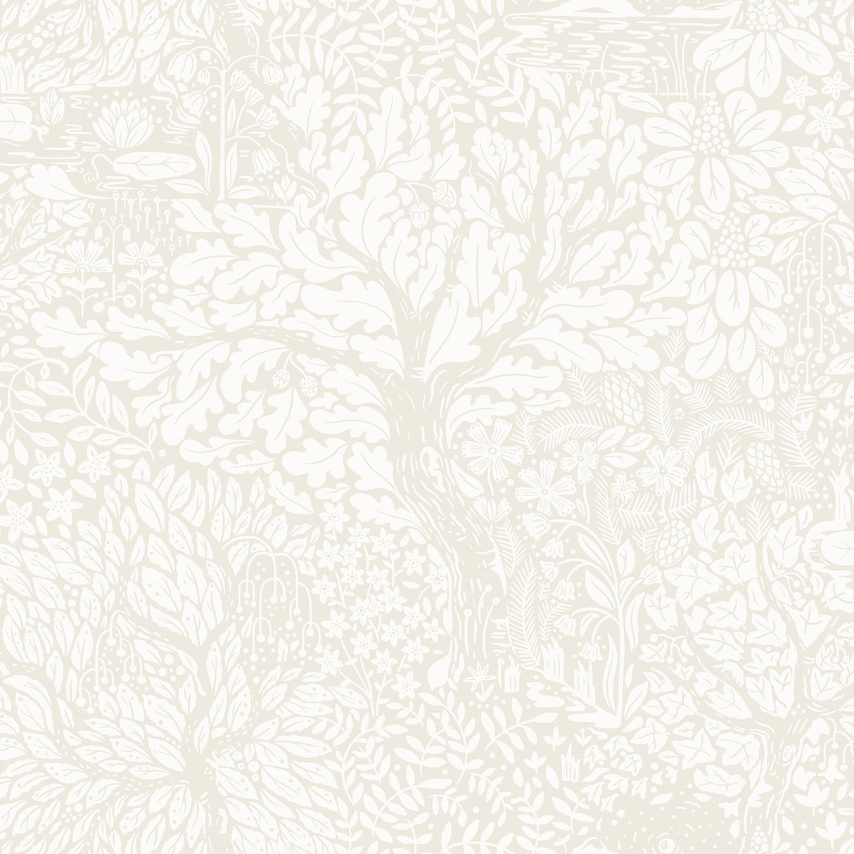 Olle Cream Forest Sanctuary Wallpaper with Scandinavian Botanical Motif - A-Street Prints 4080-83111