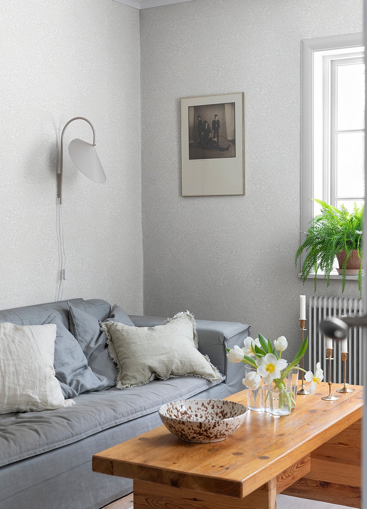 Kristina Off White Botanical Wallpaper with Scandinavian Non Woven Leafy Vine Pattern - A-Street Prints 4080-92119