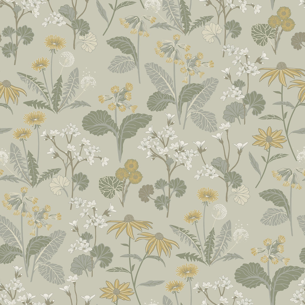 Magdalena Light Green Dandelion Wallpaper with Botanical Floral Pattern - A-Street Prints 4080-92134