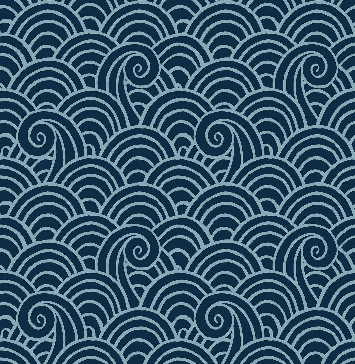 Alorah Navy Wave Wallpaper with Bohemian Graphic Wave Motif - A-Street Prints 4081-26305