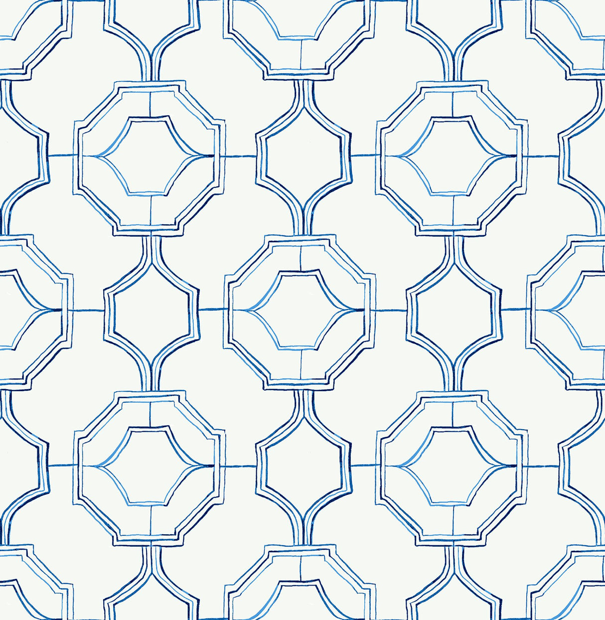Gallina Blue Trellis Wallpaper with Chinoiserie-Inspired Geometric Lattice - A-Street Prints 4081-26314