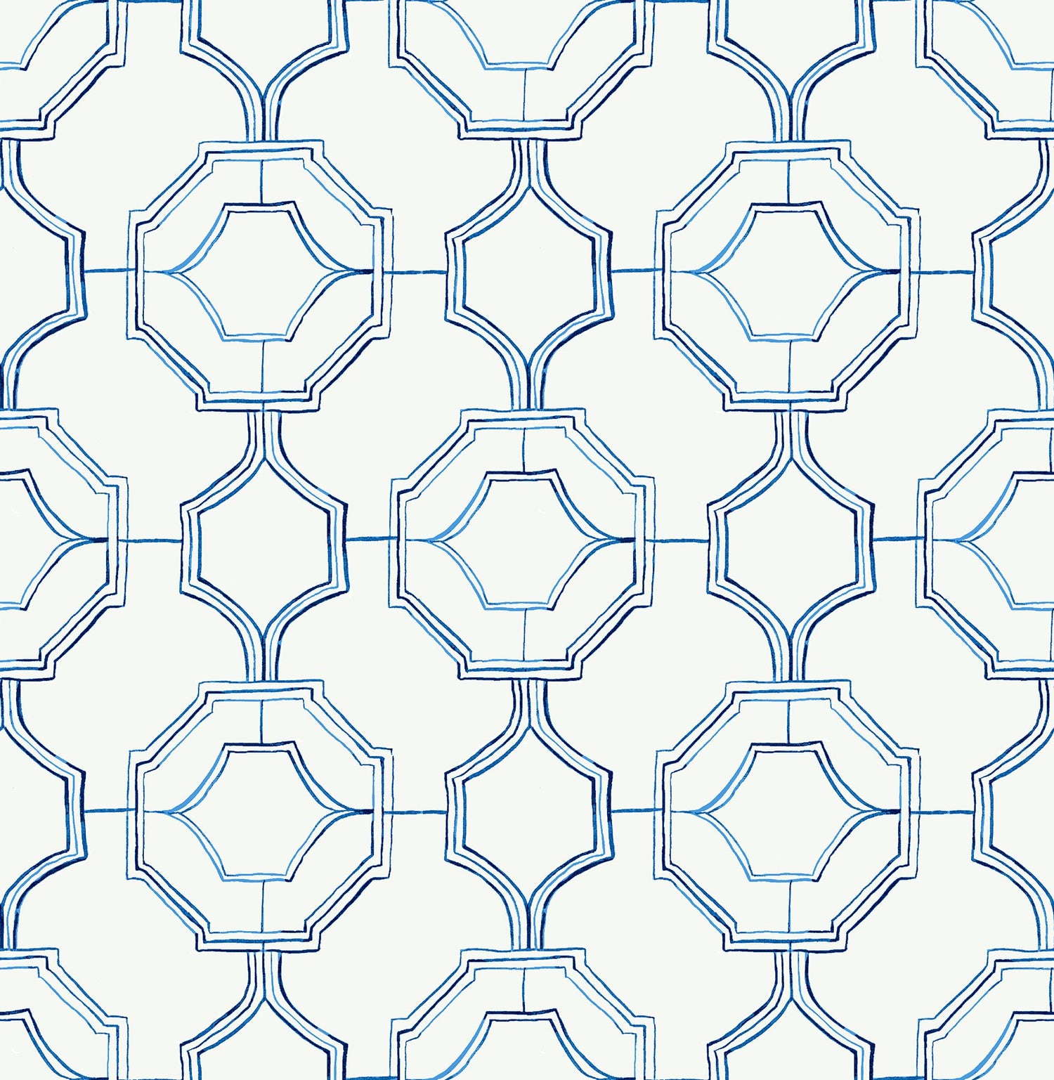 Gallina Blue Trellis Wallpaper with Chinoiserie-Inspired Geometric Lattice - A-Street Prints 4081-26314