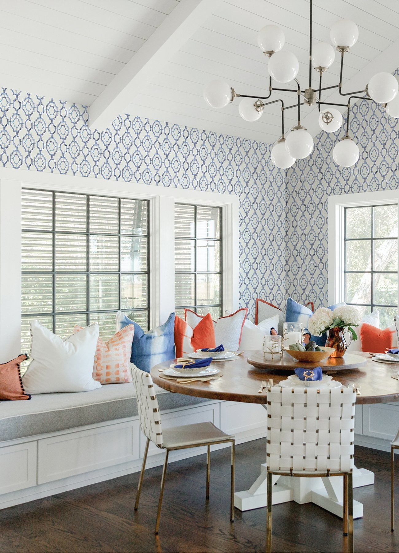 Gallina Blue Trellis Wallpaper with Chinoiserie-Inspired Geometric Lattice - A-Street Prints 4081-26314