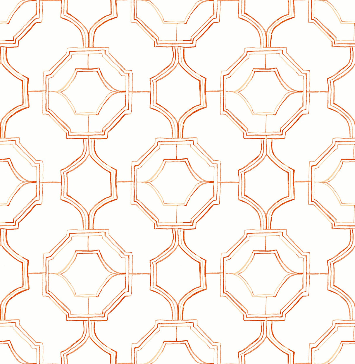 Gallina Orange Trellis Wallpaper with Painterly Lattice Motif - A-Street Prints 4081-26317