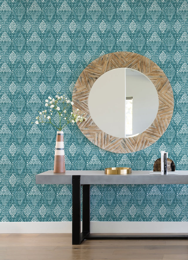 Grady Teal Dotted Geometric Wallpaper with Raised Ink Texture - A-Street Prints 4081-26318