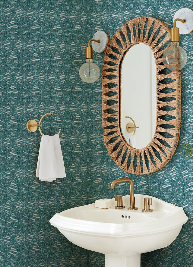 Grady Teal Dotted Geometric Wallpaper with Raised Ink Texture - A-Street Prints 4081-26318