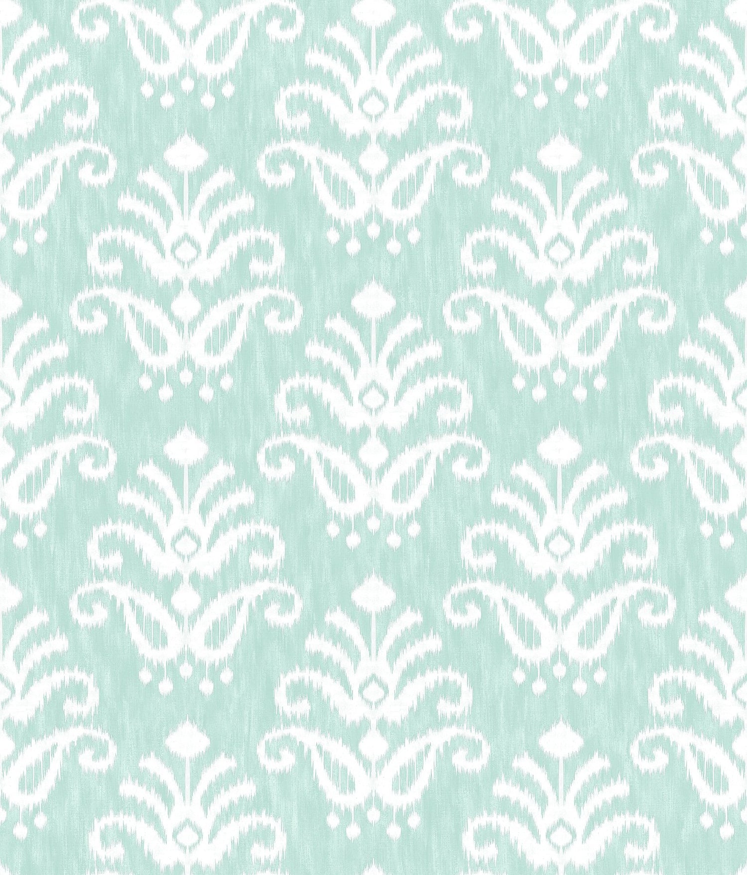 Keaton Aqua Medallion Wallpaper with White Ikat Graphic Motif - A-Street Prints 4081-26327