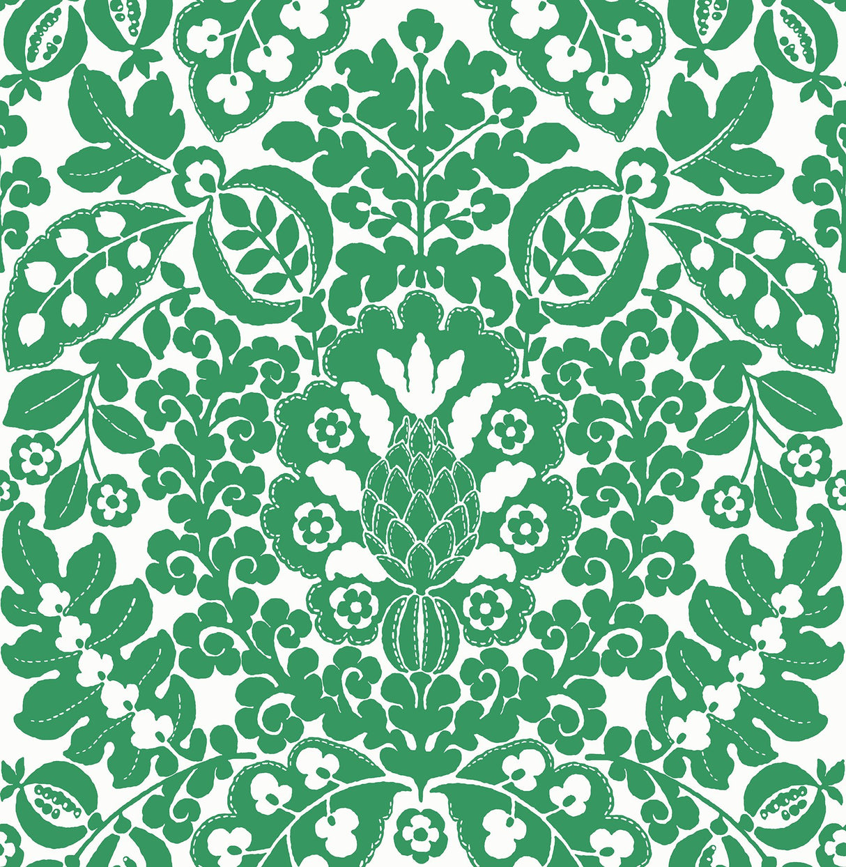 Marni Green Fruit Damask Wallpaper with Botanical Graphic Motif - A-Street Prints 4081-26333