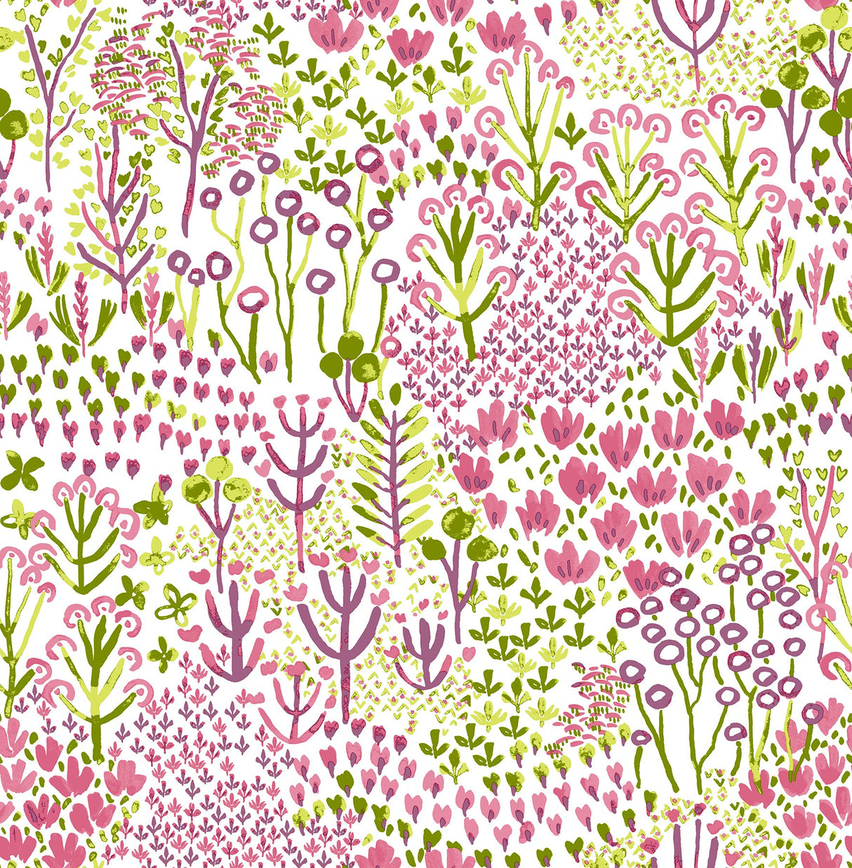 Chilton Pink Wildflowers Wallpaper with Bohemian Botanical Pattern - A-Street Prints 4081-26349