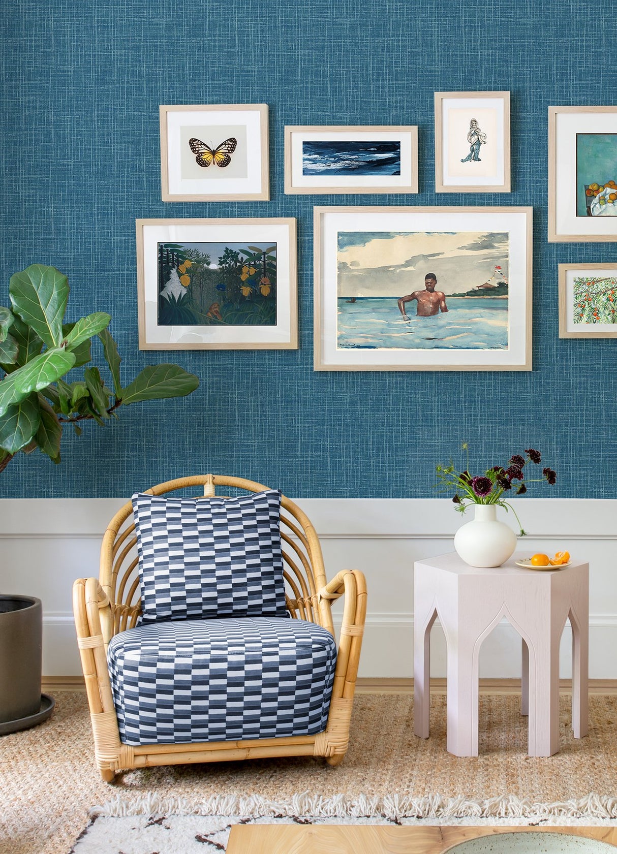 Emerson Teal Faux Linen Wallpaper with Fabric & Woven Textures Pattern - A-Street Prints 4081-26351