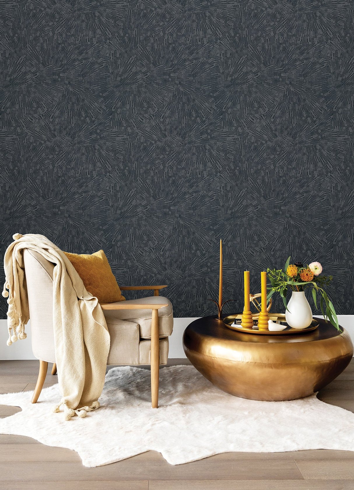 Agassiz Dark Grey Burst Wallpaper with Modern Abstract Textured Motif - Advantage 4082-382032