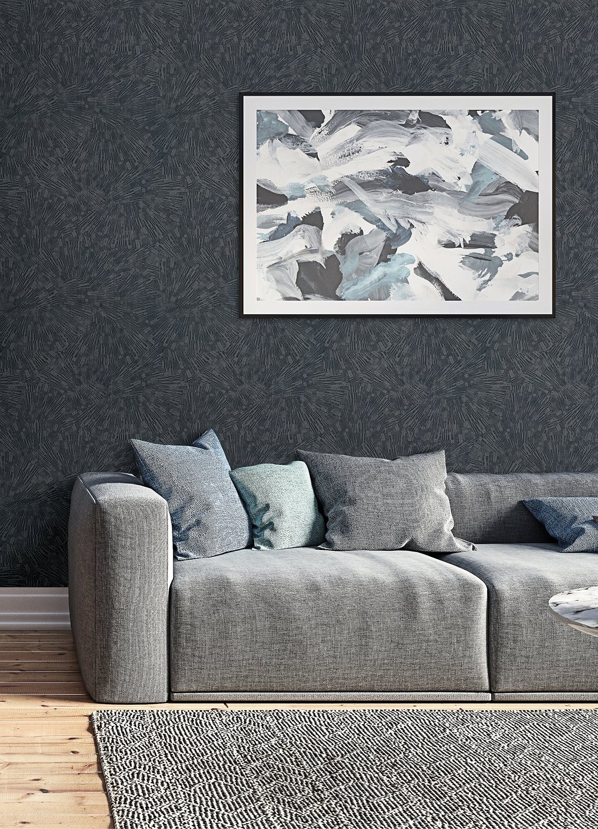 Agassiz Dark Grey Burst Wallpaper with Modern Abstract Textured Motif - Advantage 4082-382032