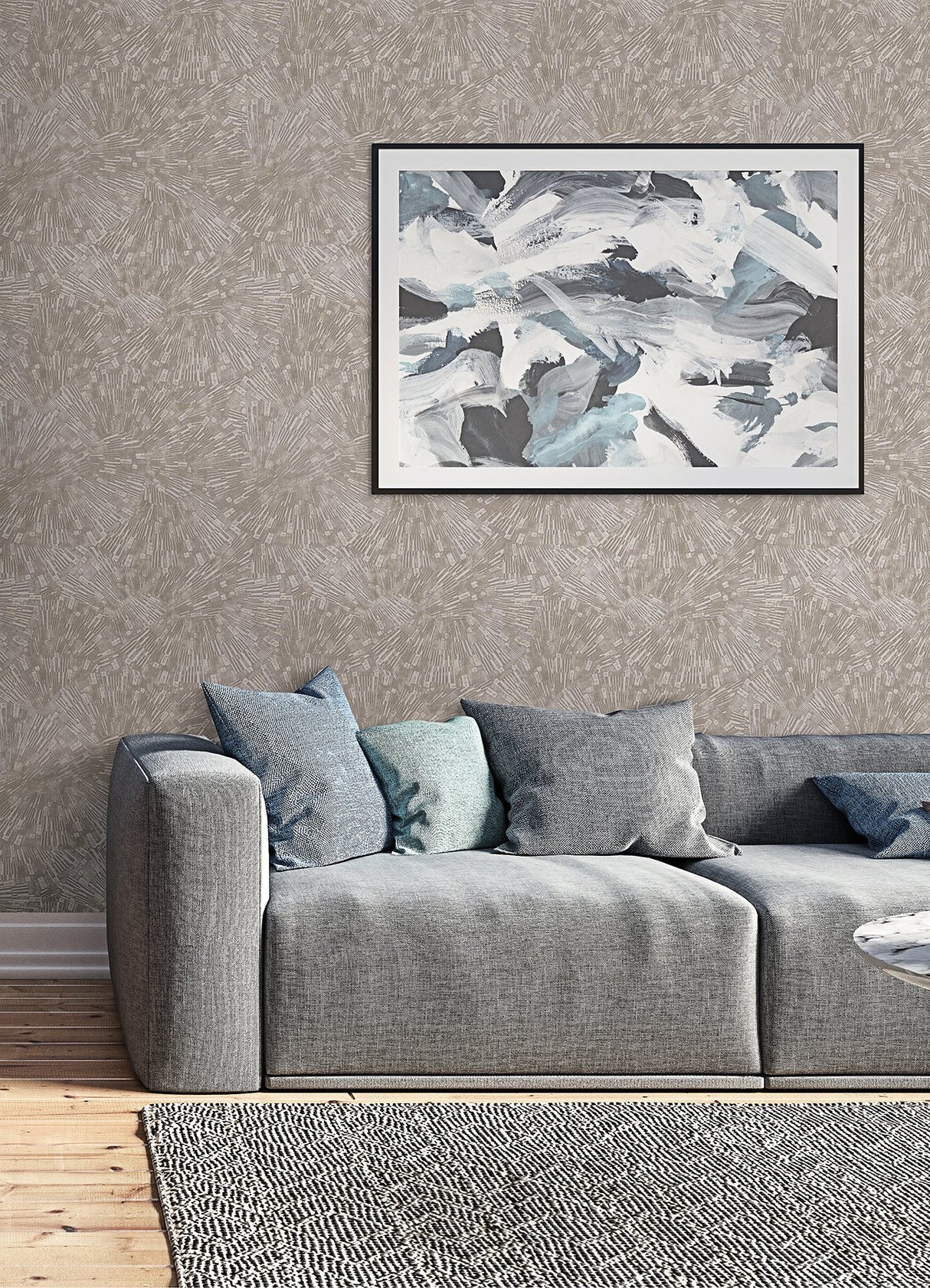 Agassiz Light Brown Burst Wallpaper with Textured Abstract Geometric Motif - Advantage 4082-382033