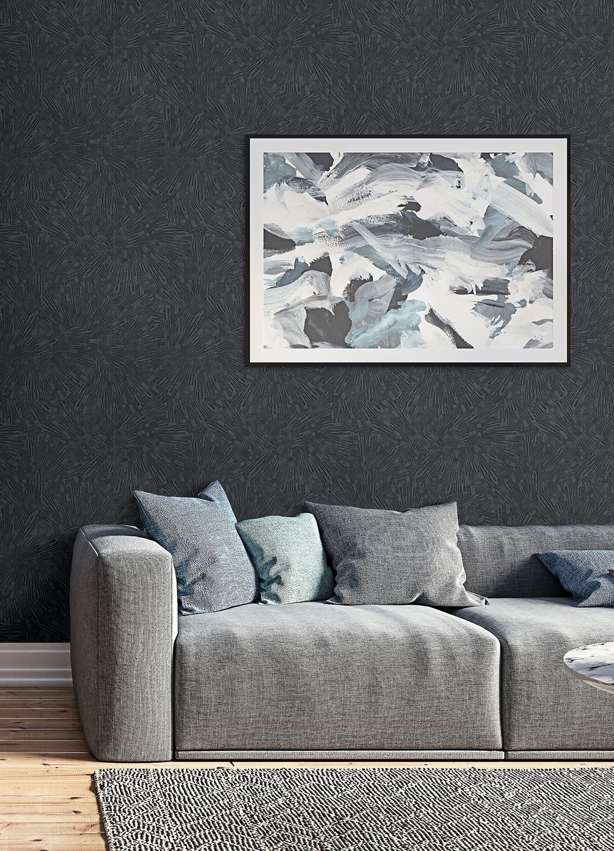 Agassiz Black Burst Textured Abstract Wallpaper - Advantage 4082-382035