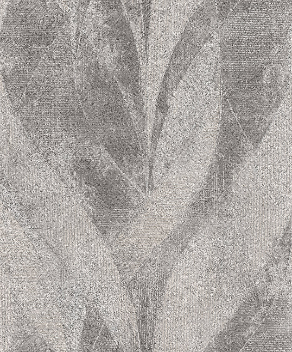 Blake Sterling Leaf Wallpaper with Metallic Textured Botanical Geometric Motif - Advantage 4096-520040