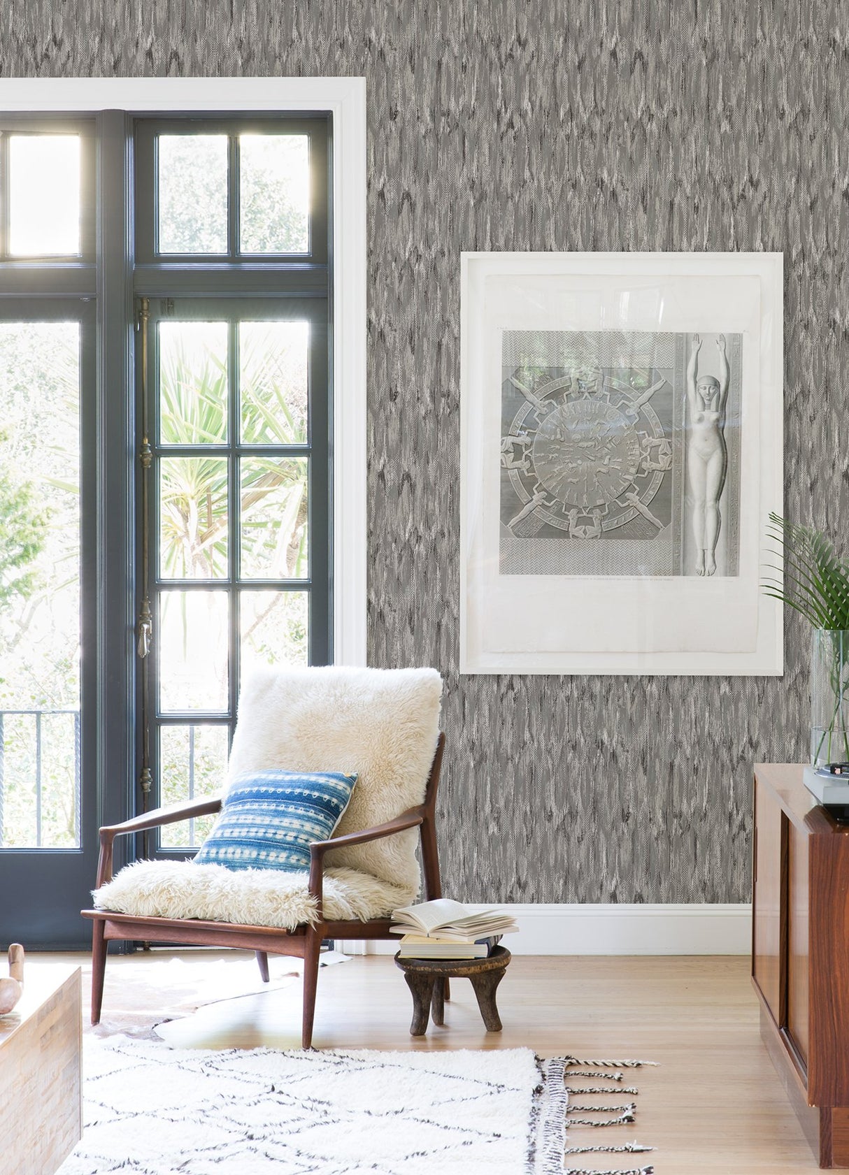 Kintana Pewter Abstract Trellis Wallpaper with Metallic Raised Ink Glam Trellis & Lattice Pattern - A-Street Prints 4105-86606