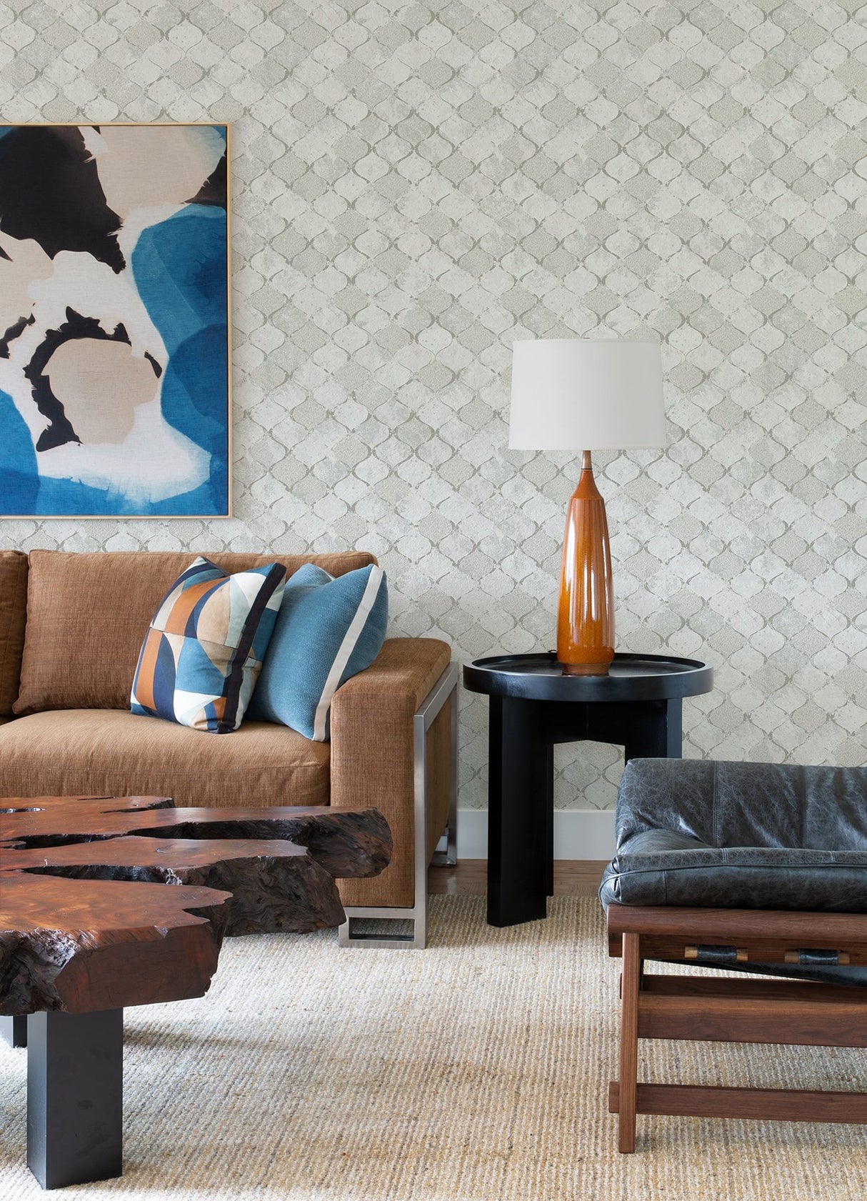 Pilak Silver Ogee Tile Wallpaper with Metallic Geometric Kitchen & Bath Style - A-Street Prints 4105-86608