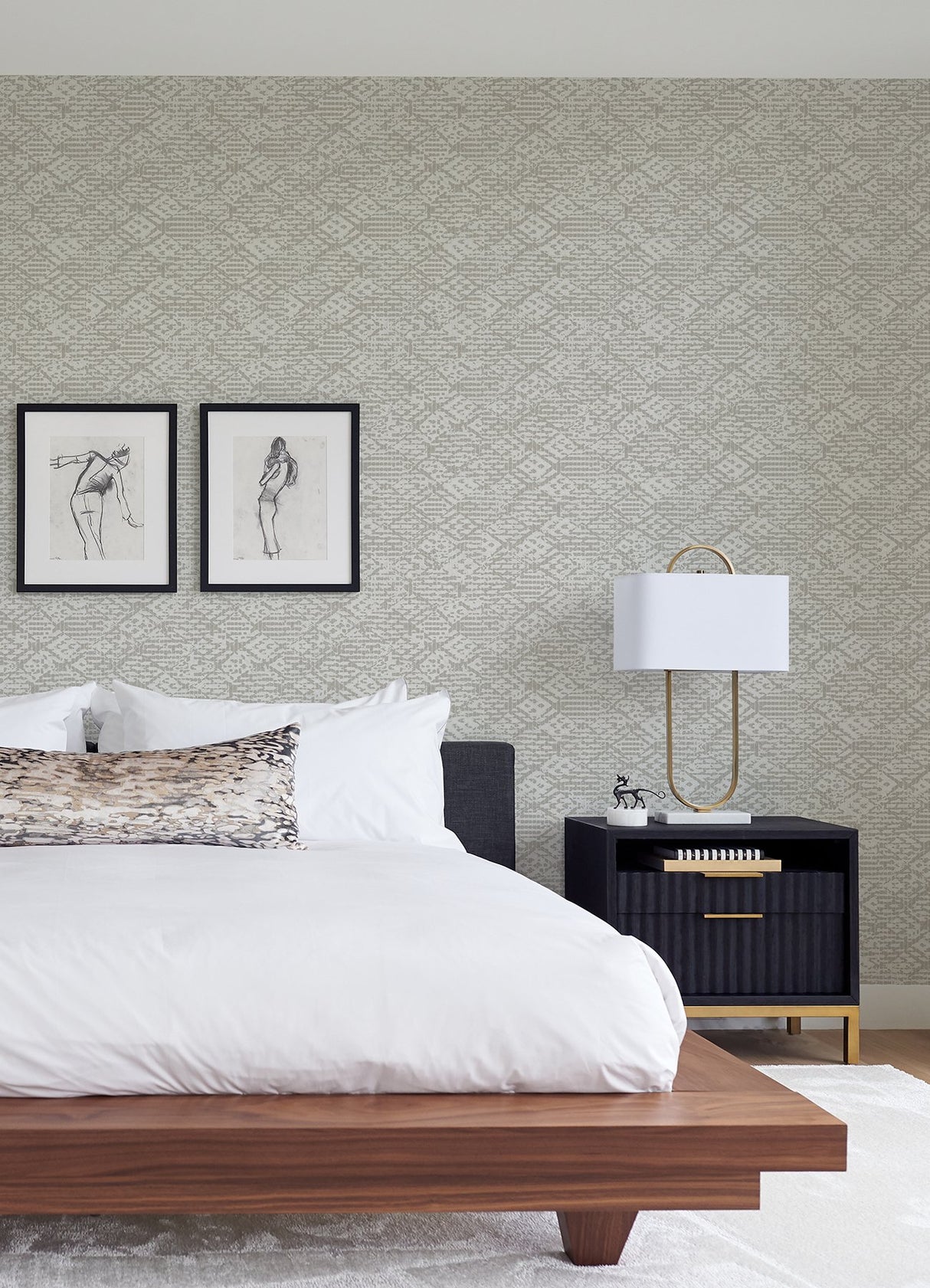 Helene Silver Glitter Geometric Wallpaper with Glam Geometric Pattern - A-Street Prints 4105-86620